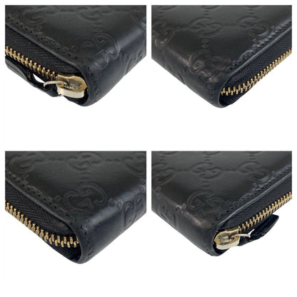 GUCCI Long Wallet Purse 112724 leather Black GoldMetal Guccisima