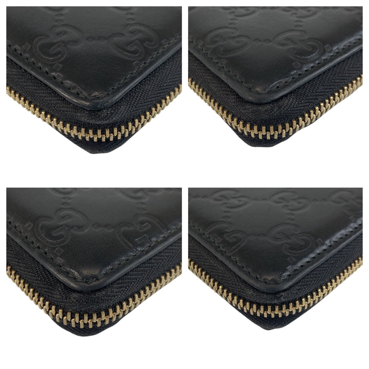 GUCCI Long Wallet Purse 112724 leather Black GoldMetal Guccisima