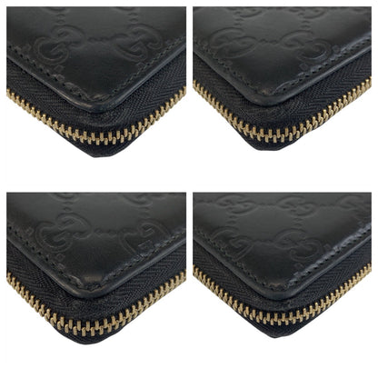 GUCCI Long Wallet Purse 112724 leather Black GoldMetal Guccisima