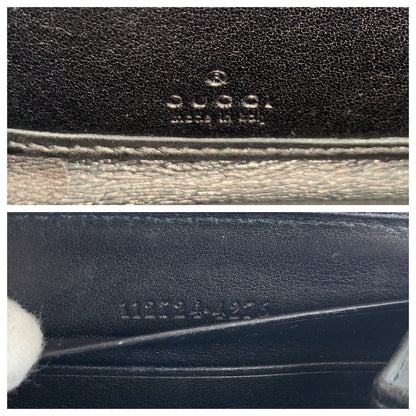 GUCCI Long Wallet Purse 112724 leather Black GoldMetal Guccisima