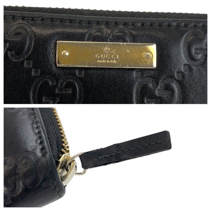 GUCCI Long Wallet Purse 112724 leather Black GoldMetal Guccisima