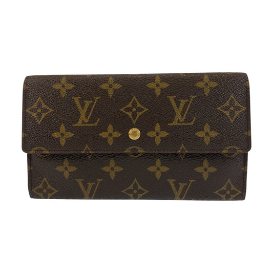 LOUIS VUITTON Long Wallet Purse M61215 PVC Brown Gold Metal Monogram Porte Tresor International