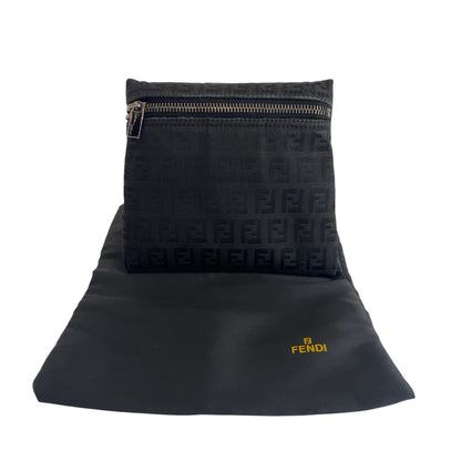 FENDI Pouch 7N0012 Nylon Black SilverMetal Zucchino
