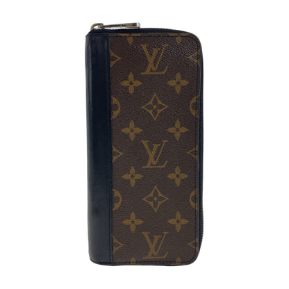 LOUIS VUITTON Long Wallet Purse M60109 PVC Brown Black SilverMetal Monogram macacer Zippy Wallet Vertical