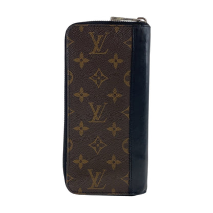 LOUIS VUITTON Long Wallet Purse M60109 PVC Brown Black SilverMetal Monogram macacer Zippy Wallet Vertical
