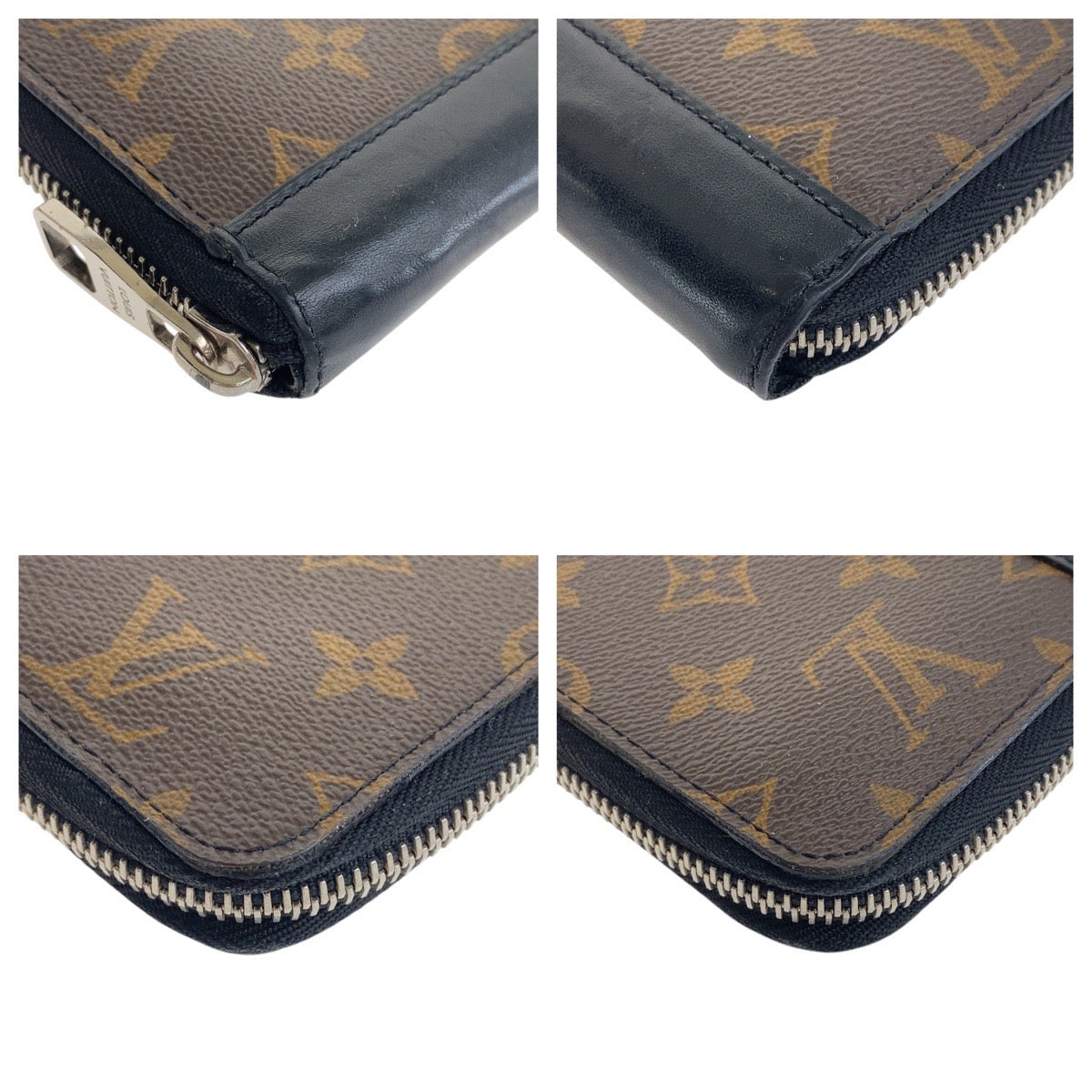 LOUIS VUITTON Long Wallet Purse M60109 PVC Brown Black SilverMetal Monogram macacer Zippy Wallet Vertical