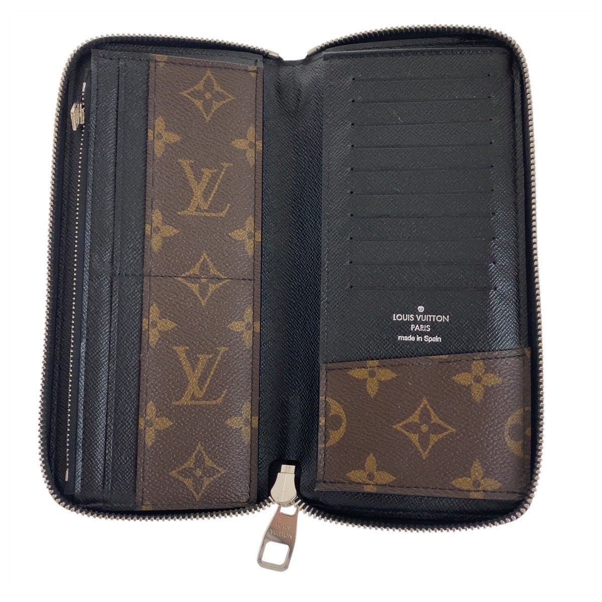 LOUIS VUITTON Long Wallet Purse M60109 PVC Brown Black SilverMetal Monogram macacer Zippy Wallet Vertical