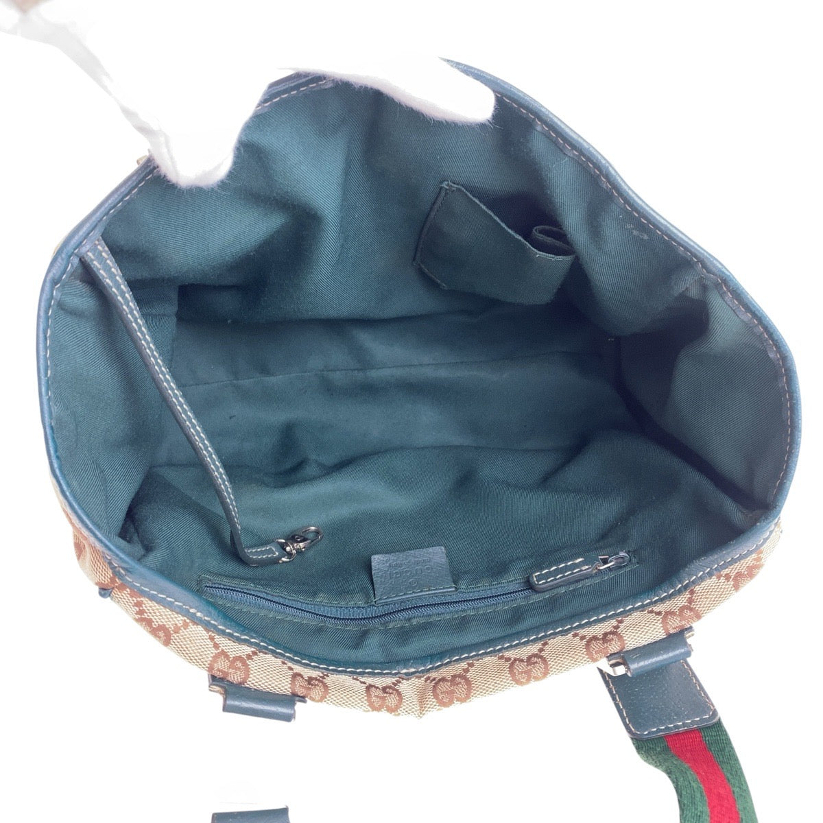 GUCCI Tote Bag 145810 GG canvas Beige Green SilverMetal Sherry line