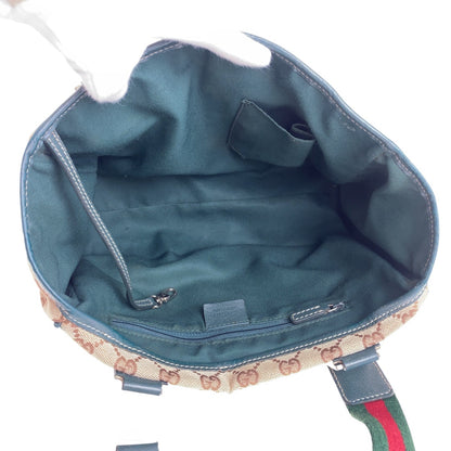 GUCCI Tote Bag 145810 GG canvas Beige Green SilverMetal Sherry line
