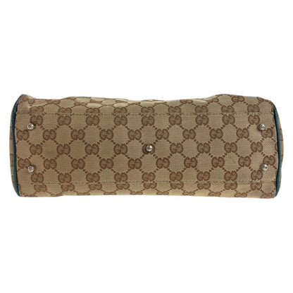 GUCCI Tote Bag 145810 GG canvas Beige Green SilverMetal Sherry line