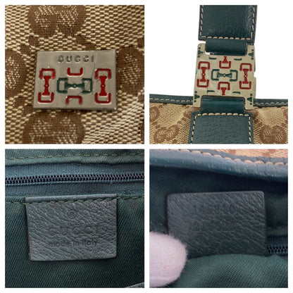 GUCCI Tote Bag 145810 GG canvas Beige Green SilverMetal Sherry line