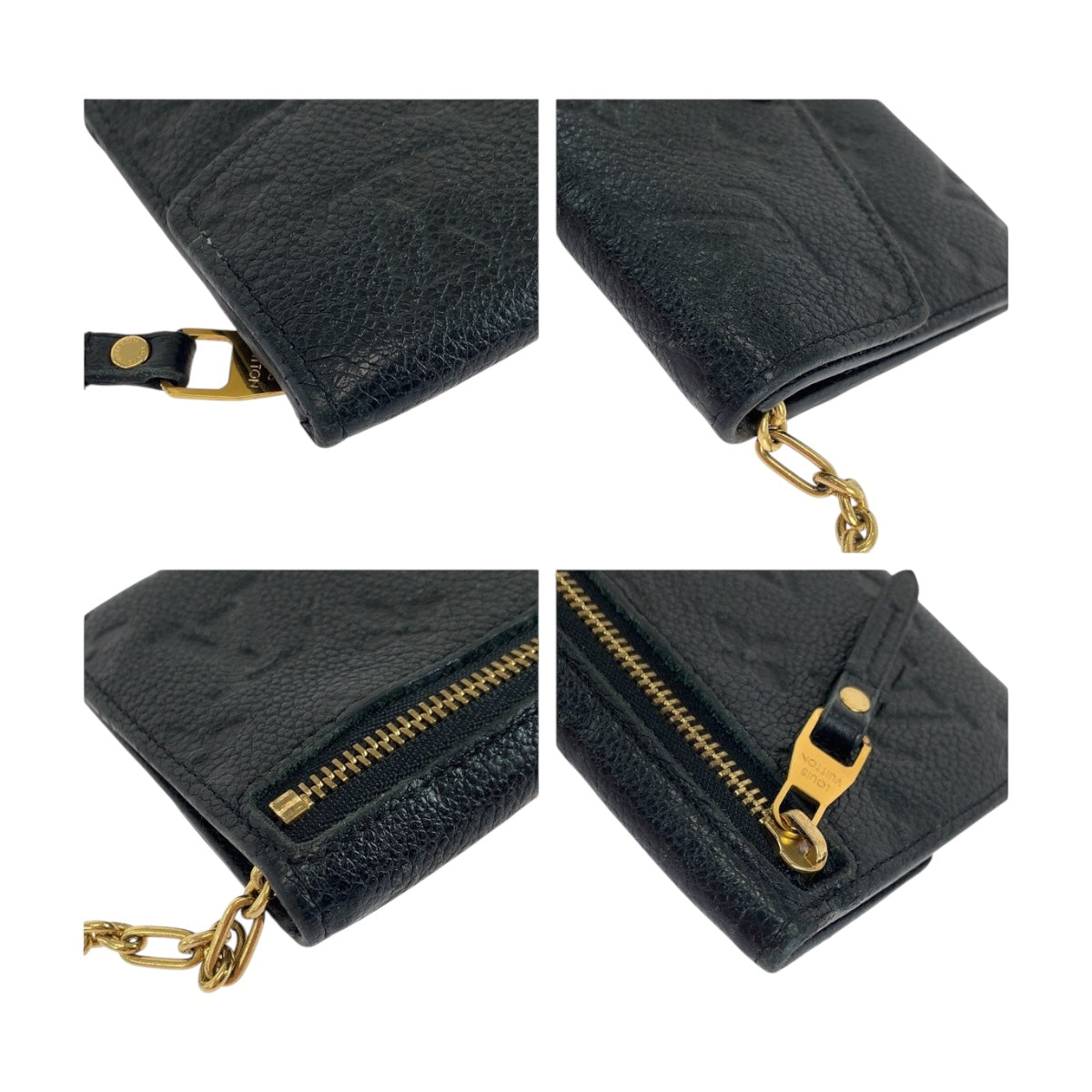 LOUIS VUITTON Coin case M60633 leather black Monogram Unplant Pochette cree