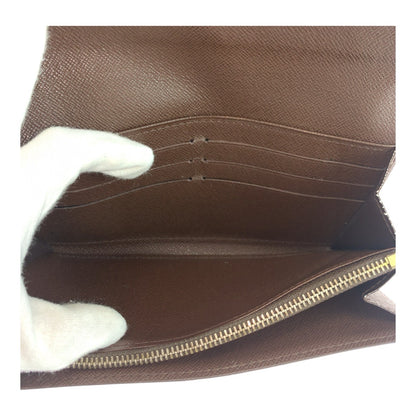 LOUIS VUITTON Long Wallet Purse N61734 PVC Brown Gold Metal Damier Portefeuille Sarah