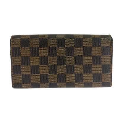 LOUIS VUITTON Long Wallet Purse N61734 PVC Brown Gold Metal Damier Portefeuille Sarah