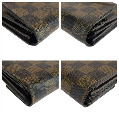 LOUIS VUITTON Long Wallet Purse N61734 PVC Brown Gold Metal Damier Portefeuille Sarah