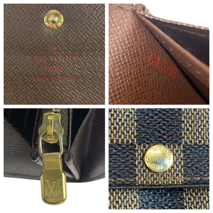 LOUIS VUITTON Long Wallet Purse N61734 PVC Brown Gold Metal Damier Portefeuille Sarah