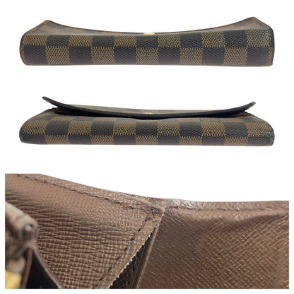 LOUIS VUITTON Long Wallet Purse N61734 PVC Brown Gold Metal Damier Portefeuille Sarah