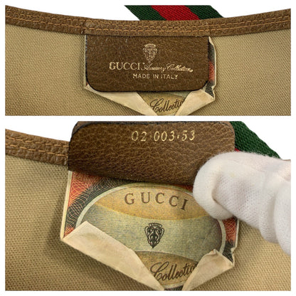 GUCCI Tote Bag 02 003 53 GG Supreme Canvas Brown Gold Metal Old Gucci Shelly Line