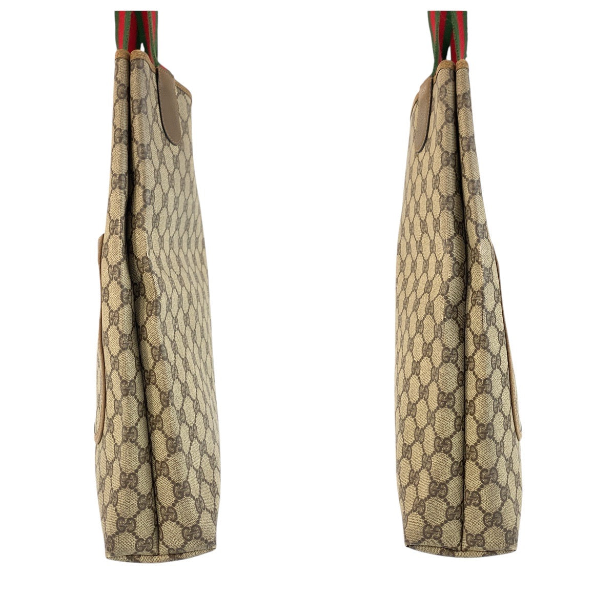 GUCCI Tote Bag 02 003 53 GG Supreme Canvas Brown Gold Metal Old Gucci Shelly Line