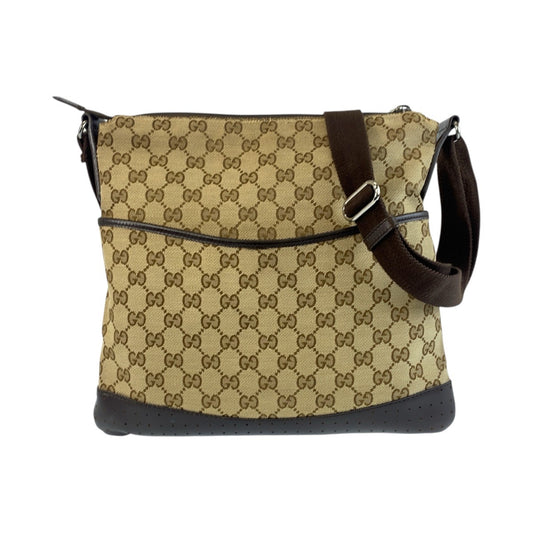 GUCCI Shoulder Bag 145857 GG canvas Beige Brown SilverMetal