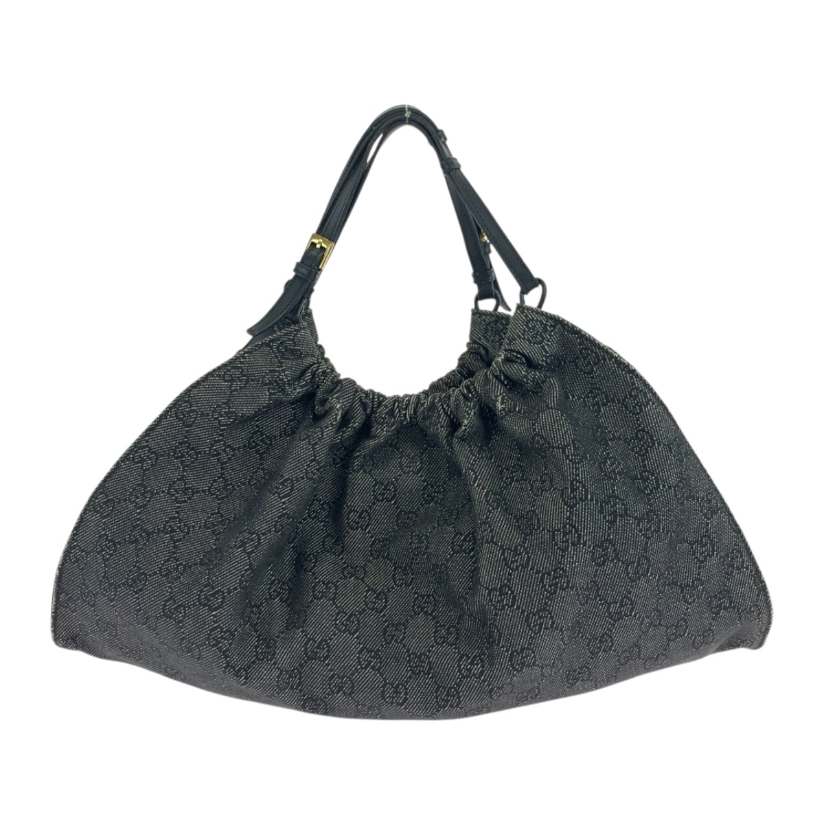 GUCCI Handbag 76554 GG canvas Grey Black Gold Metal
