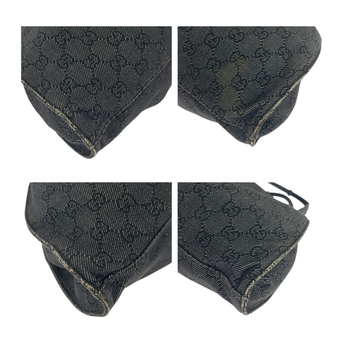 GUCCI Handbag 76554 GG canvas Grey Black Gold Metal
