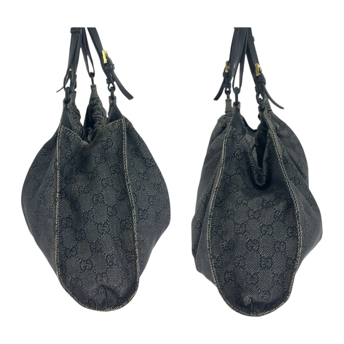 GUCCI Handbag 76554 GG canvas Grey Black Gold Metal