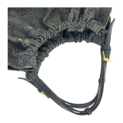 GUCCI Handbag 76554 GG canvas Grey Black Gold Metal