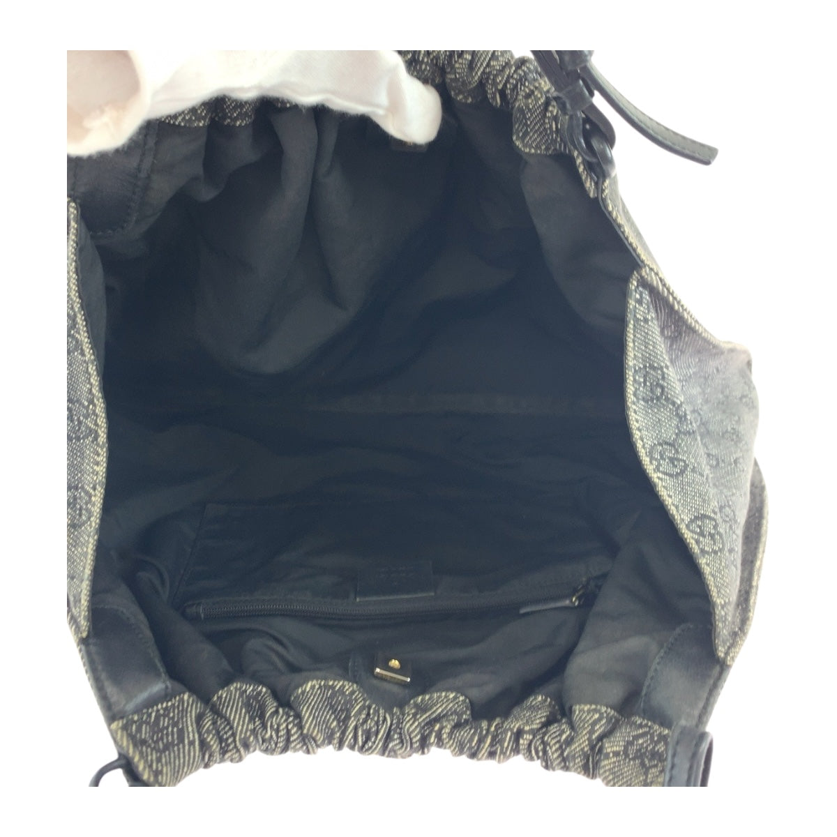 GUCCI Handbag 76554 GG canvas Grey Black Gold Metal