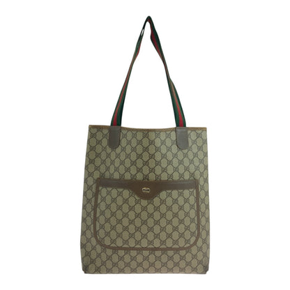 GUCCI Tote Bag 39 02 003 GG Supreme Canvas Beige green red Old Gucci Shelly Line