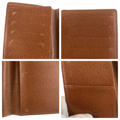 LOUIS VUITTON Long Wallet Purse M61823 PVC Brown Monogram Porte Valeurs Cartes Crdit