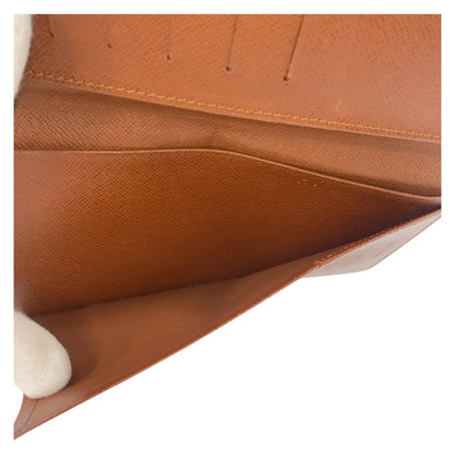 LOUIS VUITTON Long Wallet Purse M61823 PVC Brown Monogram Porte Valeurs Cartes Crdit