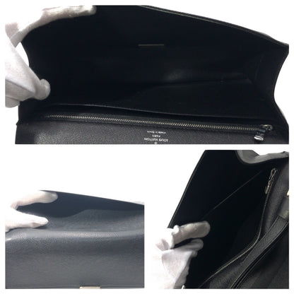 LOUIS VUITTON Clutch bag M30782 leather Black black Taiga ardwards Selenga