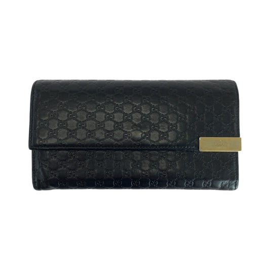 GUCCI Long Wallet Purse 291099 leather Black GoldMetal Guccisima