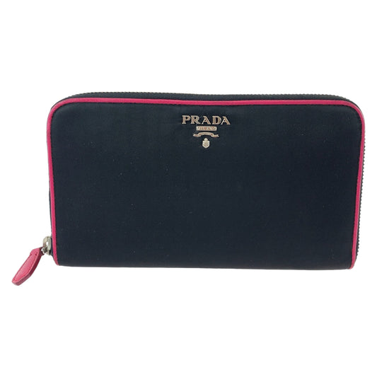 PRADA Long Wallet Purse Nylon Black Pink SilverMetal Test