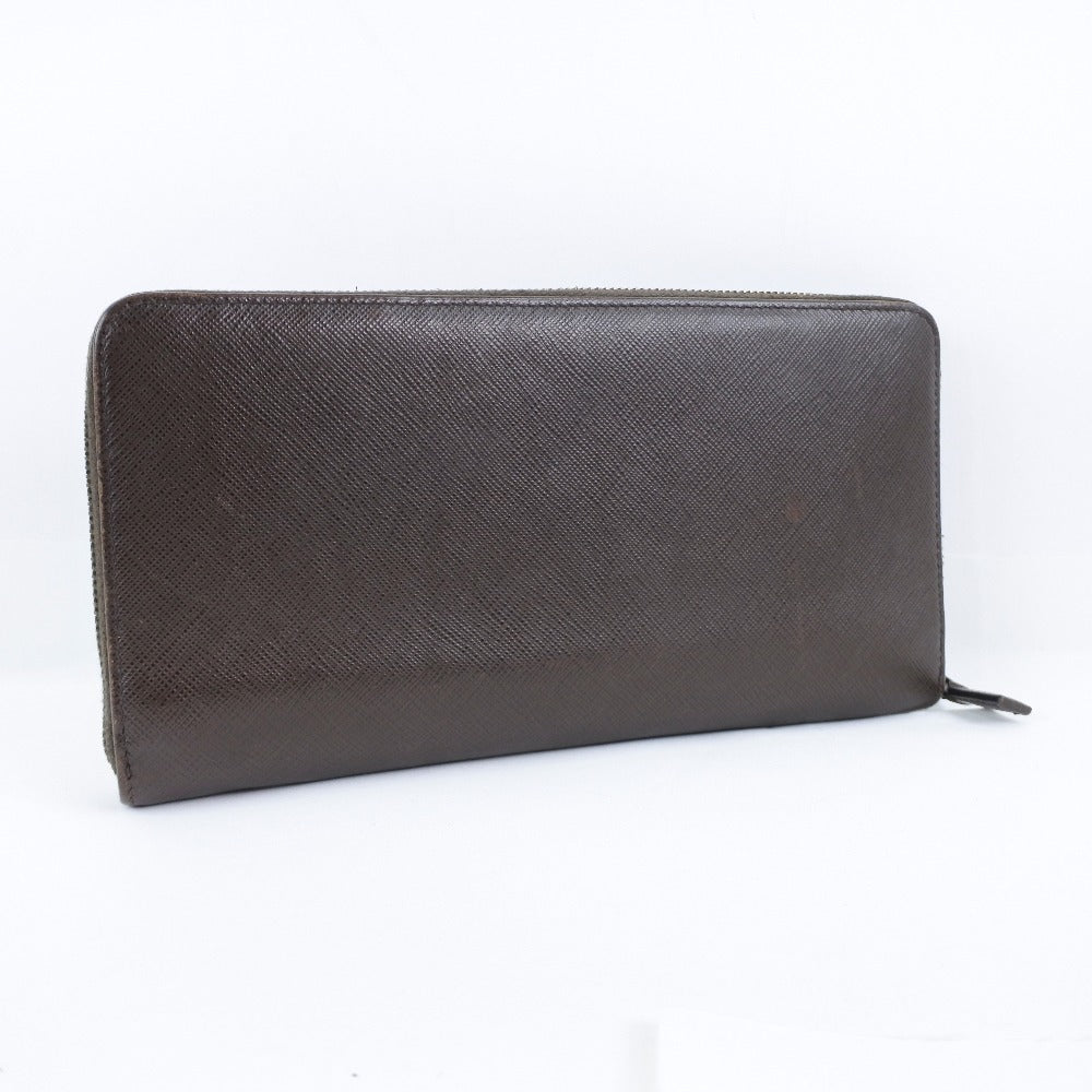 PRADA Long Wallet Purse 2ML220 Safiano Brown Brown Zip Around