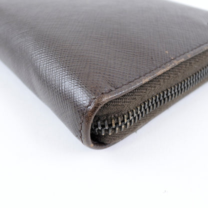 PRADA Long Wallet Purse 2ML220 Safiano Brown Brown Zip Around