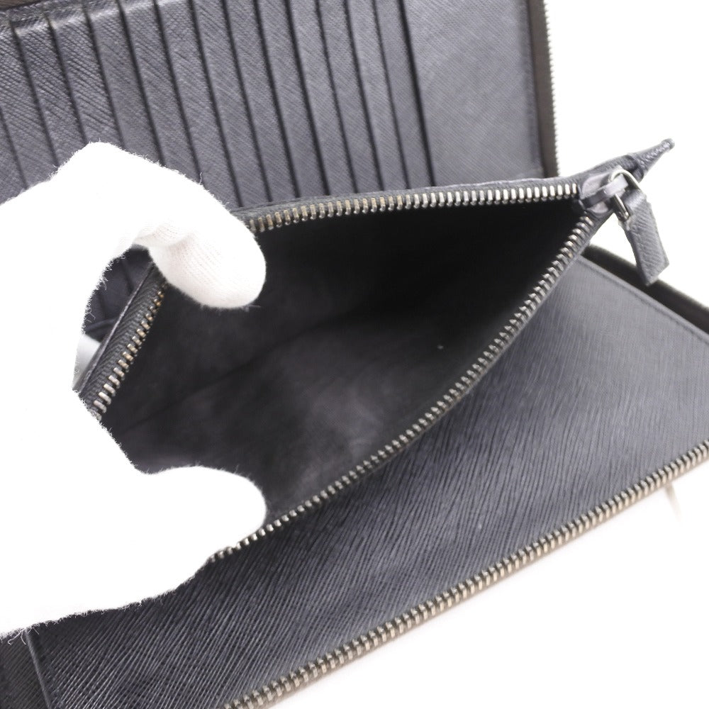 PRADA Long Wallet Purse 2ML220 Safiano Brown Brown Zip Around