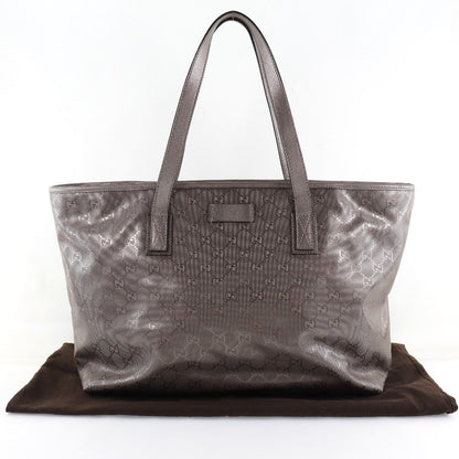 GUCCI Tote Bag 211137 PVC coated canvas Brown GG implementation Tote Women Used Authentic