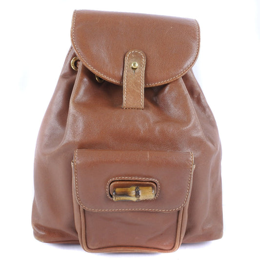 GUCCI Backpack 003.1705.0030 Calfskin Brown Bamboo