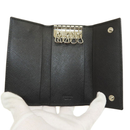PRADA Key case Key holder  2M0223 leather black Logo engraving