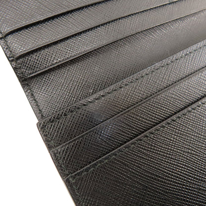 PRADA Long Wallet Purse leather black logo saffiano