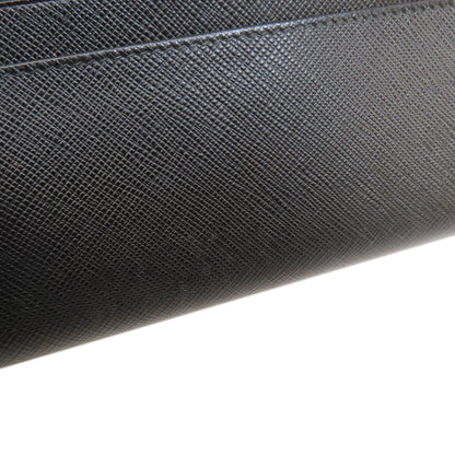 PRADA Long Wallet Purse leather black logo saffiano