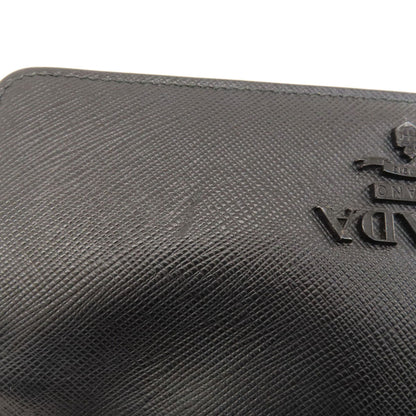 PRADA Long Wallet Purse leather black logo saffiano