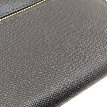 PRADA Long Wallet Purse leather black logo saffiano