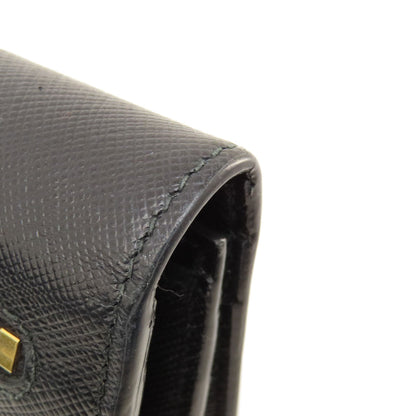 PRADA Long Wallet Purse leather black logo saffiano