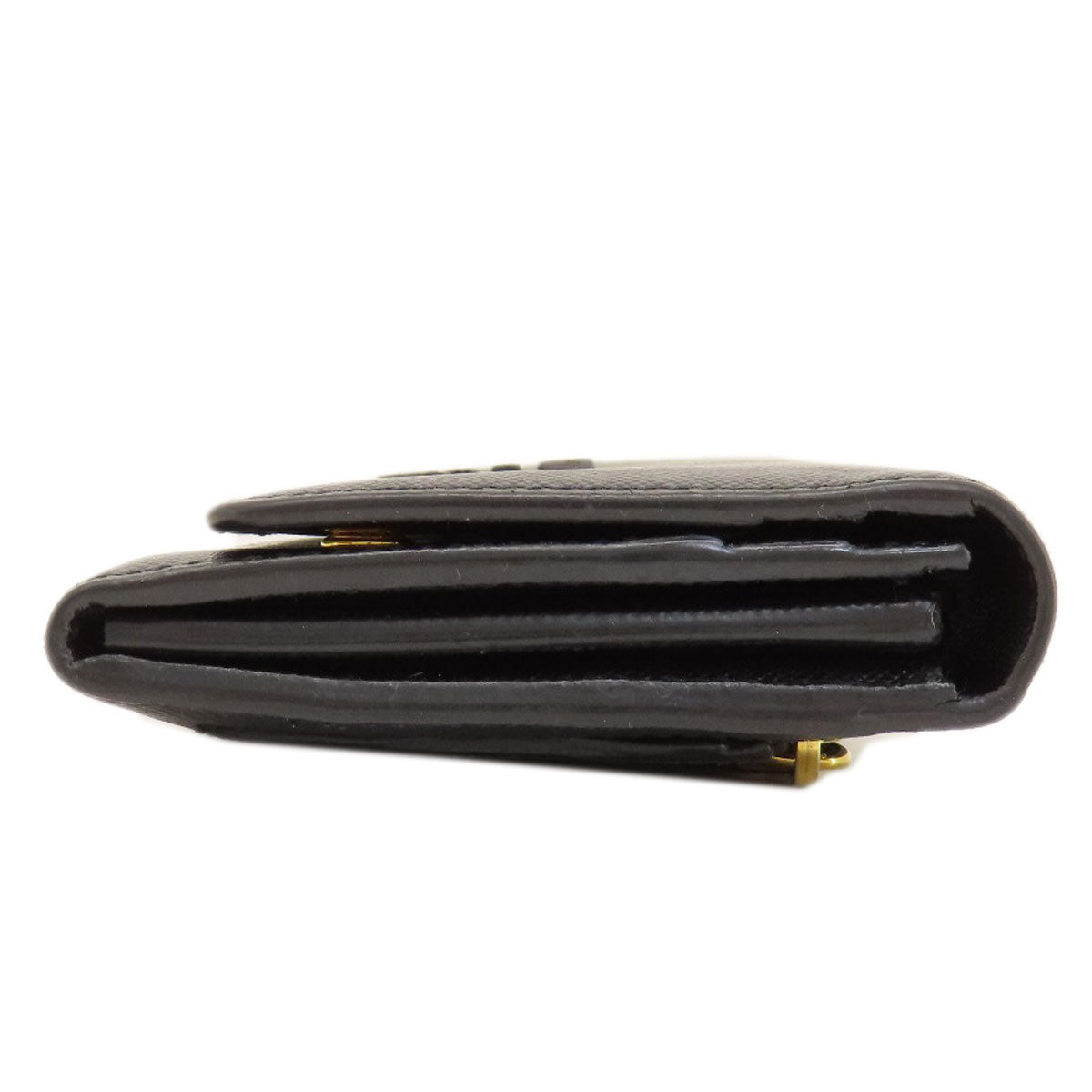 PRADA Long Wallet Purse leather black logo saffiano
