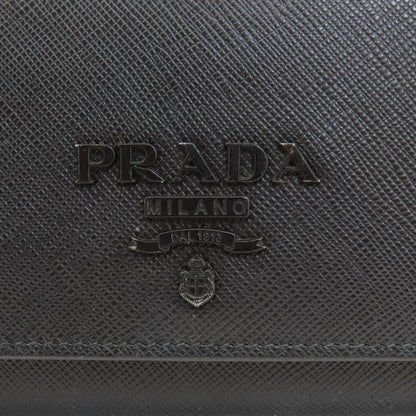 PRADA Long Wallet Purse leather black logo saffiano