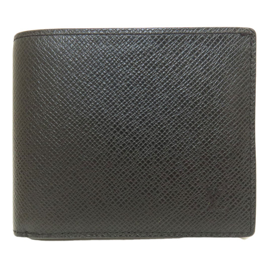 LOUIS VUITTON Bifold Wallet M62045 Taiga Leather black Portefeuille Amerigo NM