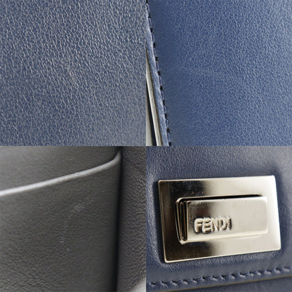 FENDI Long Wallet Purse 8M0377 Calfskin Navy Peekaboo
